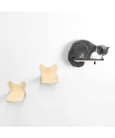 Wall Mounted Cat Hammock Shelf with Solid Rubber Wood Steps - Hanging Perches for Sleeping, Playing, and Climbing - Buy Online on SooperMarket.com
