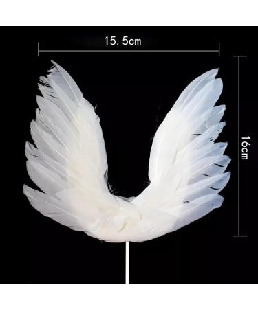 5 Pcs Angel Wing Cake Toppers White Feather Cupcake Topper Happy Birthday Party Cake Decor Baby Shower Cupcake Toppers Anniversary Wedding Cake Decorations - Buy Online on SooperMarket.com