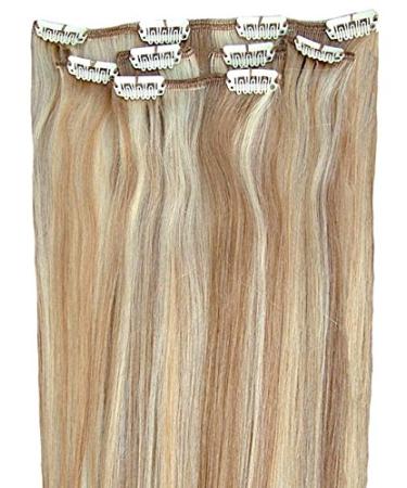 Forever Young Hair Extensions Real Human Hair Extensions Clip In Half Head 40g 18" Length Caramel & Light Blonde Mix #18/22