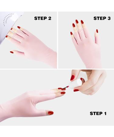Unaone 2 Pairs Anti UV Gel Manicure Gloves - Pink | Nail Lamp Light Protection - Buy Online on SooperMarket.com