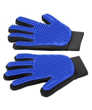 Boumour -fur care shoe animal hair remover brush massage fur care grooming glove dog cat (blue 2 gloves a few) cats fur care