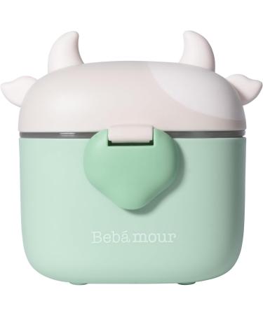 Bebamour Baby Milk Powder Dispenser Pot - 230g Formula & Snack Dispenser - Light Green Cow Design - Buy Online on SooperMarket.com