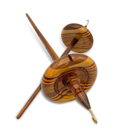 Revolution Fibers Premium Artisan Top Whorl Drop Spindle for Beginner & Advanced Hand Spinning - 11 inch Shaft | 3.25 inch Whorl Diameter | Multi-Wood Satin Finish | Spin Roving into Yarn