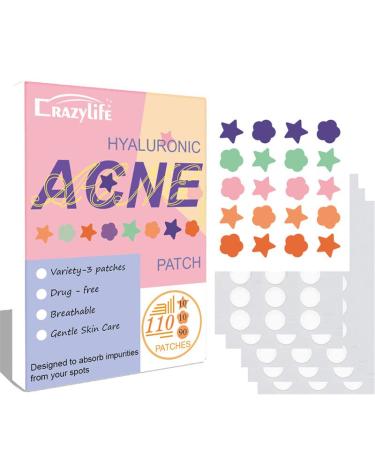 110 AcnePatches Salicylic Acid & Tea Tree Oil Transparent Pimples Patches Cute Pimple Patch for Face Cover Dots for Acne Blemish Pimples Whiteheads Zits Stickers