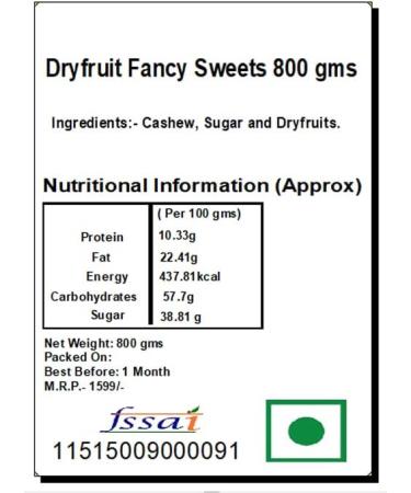 Jaiccha Ghasitaram Sweets-Dryfruit Fancy Sweets 800 GMS |Gift for Diwali Holi Rakhi Valentine Christmas Birthday Anniversary Her Him| - Buy Online on SooperMarket.com