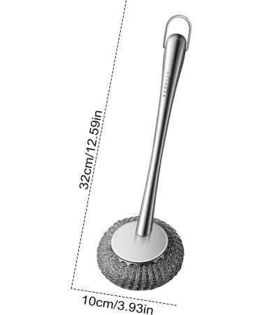 Pot Brush Scrubber Flexible Stainless Steel Pot Scourer with Hanger | Pots Cleaning Supplies for Non-Stick Pans Iron Pots Bowl Dishwashing Sink Puchen - Buy Online on SooperMarket.com