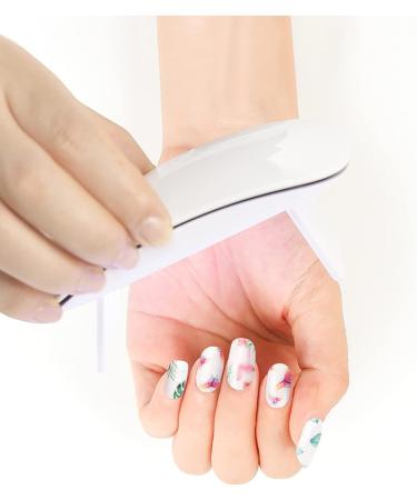 Semi Cured Gel Nail Strips in Blue - Long Lasting Waterproof Nail Wraps with Cuticle Stick, File, Wipes & Sealing - Pink Butterfly Design | EBANKU - Buy Online on SooperMarket.com