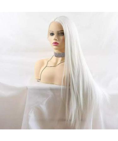 BGHJUE African Wig White Long Straight Hair Synthetic Lace Front Wigs For Black Women Soft Hair Heat Resistant Hair