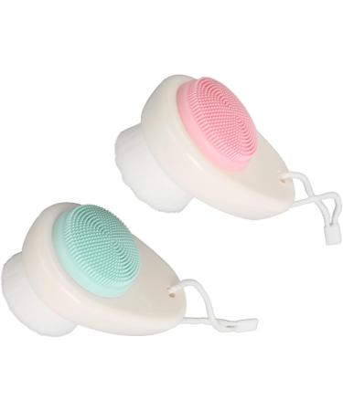 Soft Bristle Double Sided Face Brush Exfoliator and Cleanser Promotes Circulation with Lanyard with Ergonomic Handle - Buy Online on SooperMarket.com