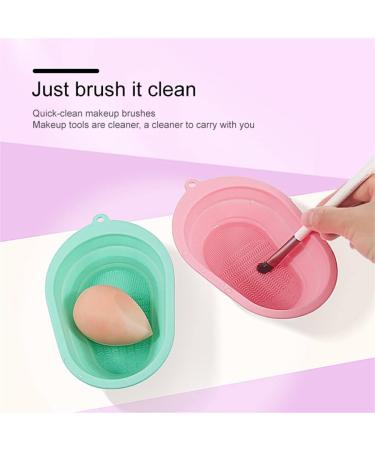 kawehiop Silicone Makeup Brush Cleaning Mat Folding Washing Pad Small Eyeliner Applicators Wash Scrubber Daily Gifts Accessories Pink - Buy Online on SooperMarket.com