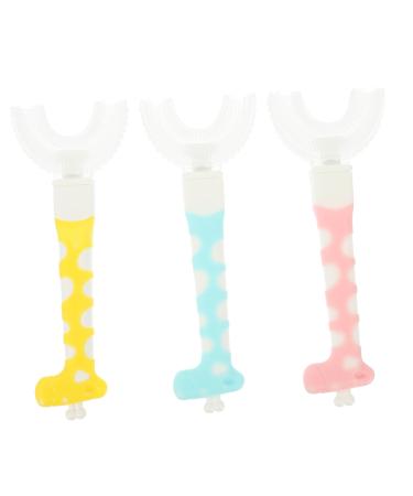 Plafope 3 pieces of children's toothbrush children oral clean tool children mouth cleaning tools silicone toothbrush children's toothbrushes children's tooth cleaner u shared toothbrush children and