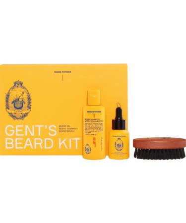Seven Potes Bart Care Set-With Bart Shampoo Barte Oil and Bartbrush-The Ultimate Bart Care Set or Gift for Men-Fragrance Woodland Harmony