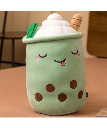 HPORY Bubble Tea Plush Pillow - Cute Boba Milk Tea Cup Toy with Strawberries - Soft Stuffed Throw Pillow for Kids - Green 35cm - Buy Online on SooperMarket.com