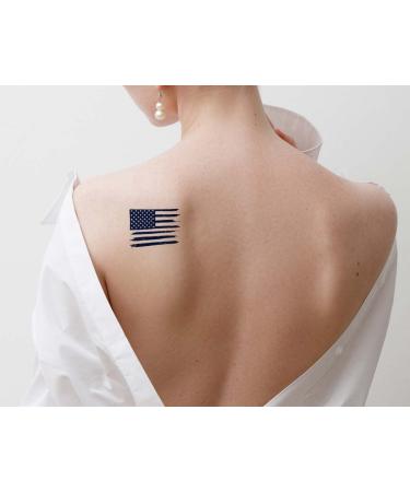 USA Distressed Flag Temporary Tattoo - Long Lasting Semi-Permanent Ink for Men and Women - Patriotic Symbol in Navy Blue - Includes 4 Sheets - Buy Online on SooperMarket.com