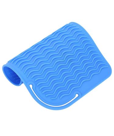 Heat Resistant Silicone Mat Pouch for Flat Iron Silicone Hair Straightener Heat Resistant Cover Wrap Travel Hair Curler Non-Skid Mat Hair Styling Tool (Blue)