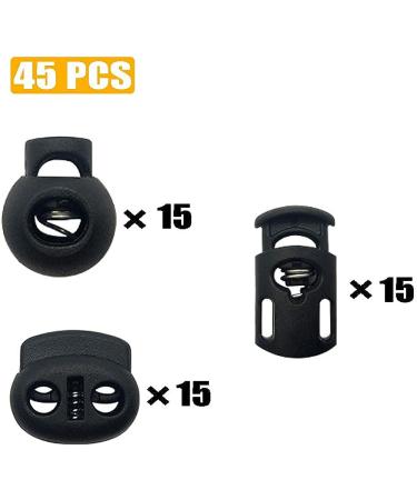 YAUENDE 45 Pcs Plastic Cord Locks - End Spring Stopper for Drawstrings, Bags, Masks & Clothing - Black - Buy Online on SooperMarket.com