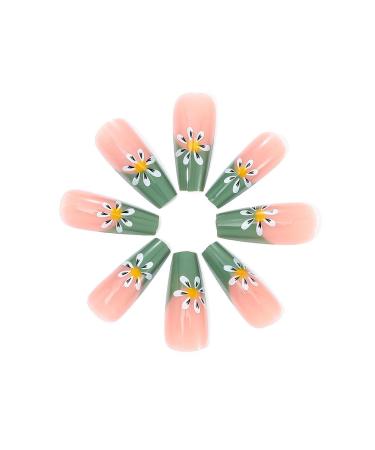 Brishow 24pcs Artificial Press-on Nails with Flower Designs | Sparkle Ballerina Acrylic False Nails for Women & Girls - International Shipping Available - Buy Online on SooperMarket.com