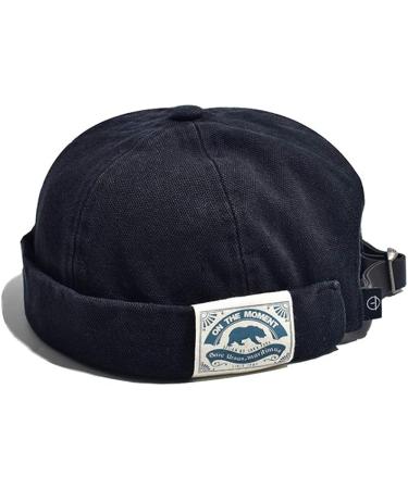 Clakllie Retro Brimless Docker Cap | Vintage Cotton Beanie Watch Cap in Black - Buy Online on SooperMarket.com