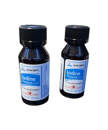 Swan Iodine Tincture First Aid Antiseptic 2% Iodine USP 1 Oz Bottle 2 4 or 6 Pack (2)