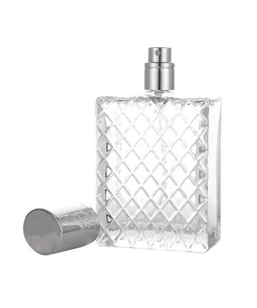 Perfume bottle empty 100ml with atomizer pump square clear glass bottle for self-filling with perfume atomizer and cap in silver