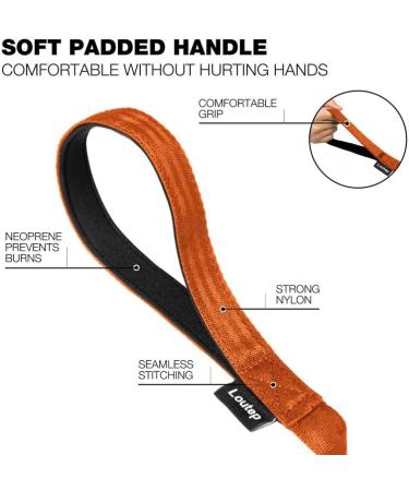 Loutep 5m Dog Training Leash - Durable Nylon Long Leash with Padded Handle & Heavy Duty Swivel Hook - Orange - Buy Online on SooperMarket.com