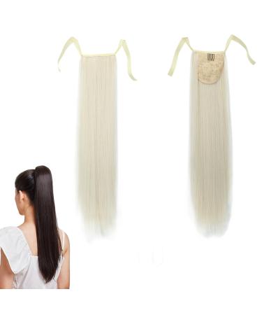 prinfantasy Ponytail Clip In Hair Extensions White Wig Straight Silky One Piece Long Hairpiece For Women GBMW042 GBMW042 22 inch