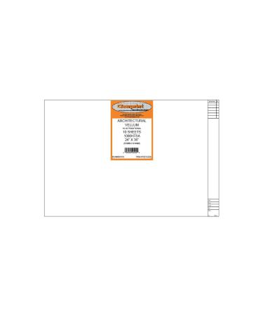Clearprint Vellum Sheets with Architect Title Block and 8x8 Fade-Out Grid 24x36 Inches 16 lb. 60 GSM 1000H 100% Cotton 10 Sheets/Pack Translucent White (10212228) 24 x 36 Inches