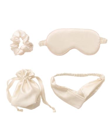 Breathable Silk Eye Shade with Scrunchy Band and Lightweight Carry Bag in Solid Color