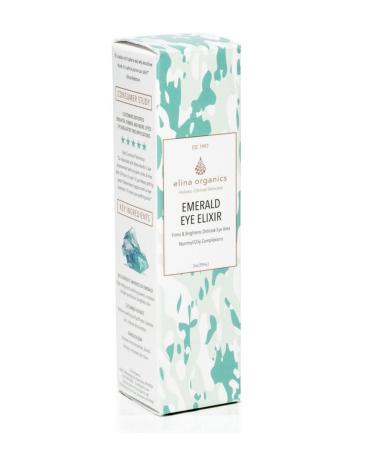 Elina Organics Emerald Eye Elixir 2oz: Organic Anti-Aging Eye Cream for Dark Circles & Wrinkles - Collagen Boosting Moisturizer with Gemstone Infusion - Buy Online on SooperMarket.com