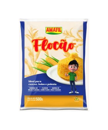 Generic Flocao Premium Amafil | Flocked Corn Flour | Farinha de Milho Flocada | Harina de Maiz Flocada | Premium 500gr | Cakes Cuscuz Polenta GMO Free