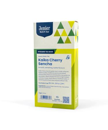 Kaika Cherry Sencha Green Tea -15 Biodegradable Pyramid Tea Bags
