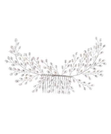 Angoily Hairpin Headgear Hair Comb Rhinestones White Accessories Bride
