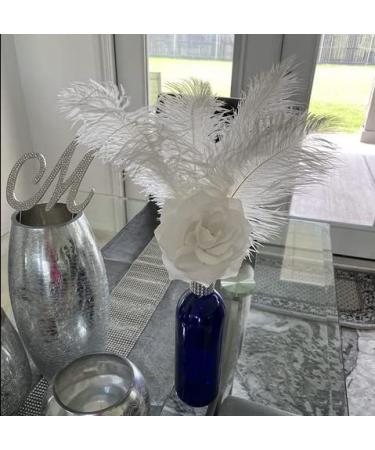 Shekyeon 12-14 inch Ostrich Feathers Pack of 10 - White Wedding Centerpiece Plumes - Buy Online on SooperMarket.com
