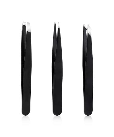 TIESOME Tweezers Set  3Pcs Professional Stainless Steel Tweezers for Eyebrows Women Men Precision Eyebrow Remover for Ingrown Hair Facial Hair Beard Blackhead