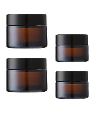 Tuakimce 4 pieces 20ml 30ml amber glass cream can empty empty cans clear tanter empty can empty fillable container glass container with lid and liner for lotion cream cosmetics 4 pieces-20 ml/30ml brown