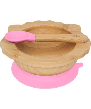 BeauBaby Wombat Bamboo Suction Bowl & Spoon Set with Stay Put Silicone Ring in Pink - Buy Online on SooperMarket.com