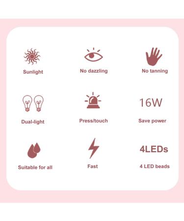 Mini Pink USB UV LED Nail Dryer 16W Portable Rose Shape Gel Nail Lamp | Button Model for Gel Nails Polish Manicure | Nail Art Tools Accessories - Buy Online on SooperMarket.com