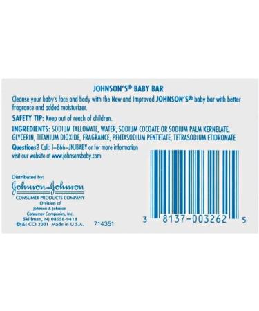 Johnson's Baby Soap Bar 3oz - Gentle Hypoallergenic Formula for Baby Bath and Skin Care - Buy Online on SooperMarket.com