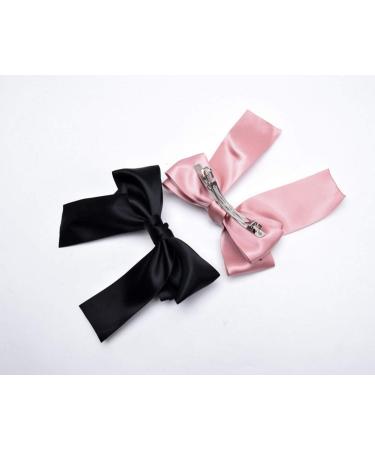 8-Piece Set Big Satin Ribbon French Barrettes for Women - Large, Soft, Silky Hair Bow Clips - Buy Online on SooperMarket.com