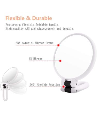 Double Sided 5X/1X Magnifying Hand Held Makeup Mirror - Compact Cosmetic Vanity Mirror for Girls Ladies - White - Buy Online on SooperMarket.com