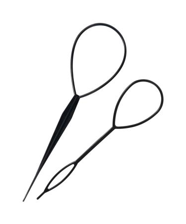 Sularpek Tail Hair Tool 2 pcs Durable Hair Looping Tool Tail French Braid Loop Tool Fashion Hair Braiding Tool for Making Women and Girls Hair Style (Black)