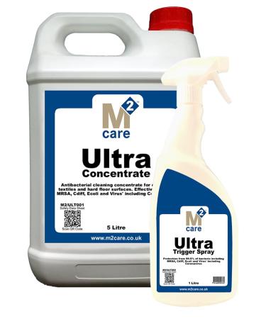 M2 Care Ultra 6 Litres 1 x 5 Litre + 1 x 1 Litre Trigger Spray + 10 x All Round 300GSM White Microfibre Cloths