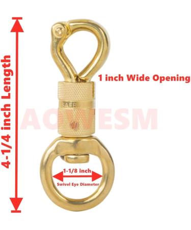 AOWESM Solid Brass Panic Snap 1-1/8 Inch X 4-1/4 Inch Quick Release with Round Swivel and Twist Body (1 Piece) - Buy Online on SooperMarket.com