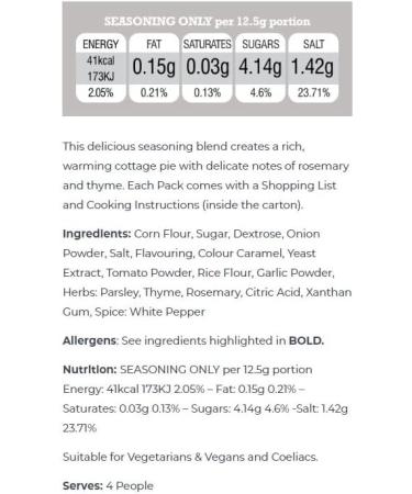 Pureety GLUTEN FREE Cottage Pie Recipe Seasoning x 4 packs - Buy Online on SooperMarket.com