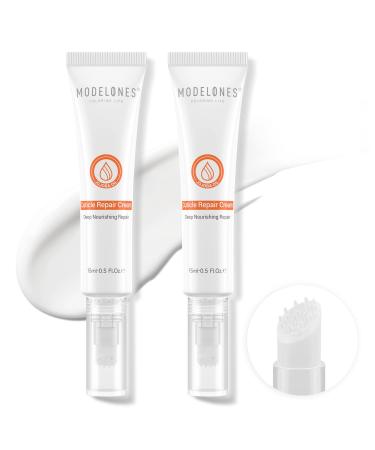 Modelones Cuticle Cream, Ultra-Hydrating Organic Jojoba Oil &Vitamin E Cuticle Care Conditioner Serum, Deep Moisturizing Nail Care Cuticle Oil Non-greasy, Sooth, Repair Dry Cracked Cuticles, 15ML 0.5 Fl Oz (Pack of 2)