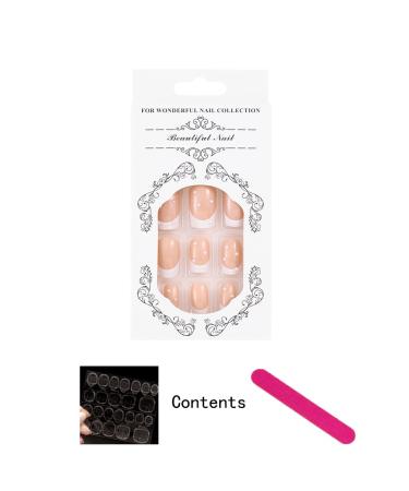 Sethexy Short Square False Nails - 24pcs French Press-On Acrylic Nails with White Pearls for Women & Girls - International Shipping Available - Buy Online on SooperMarket.com