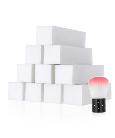 upain 10 Pieces Nail Buffer Block with Nail Brush 4 Way Professional Nail Buffer Block 12 Grit White Nail Sanding Tools for Gel Natural Acrylic Nails
