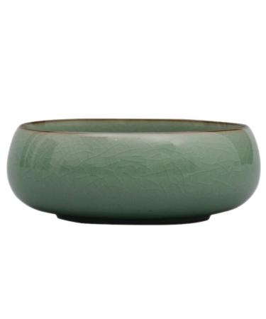 NUOBESTY Ink Brush Washer Celadon Water Pot Tea Basin Tea Ceremony Accessories Sumi-Brush Washer Celadon Pottery Porcelain Water Pot for Painting Calligraphy Accessories
