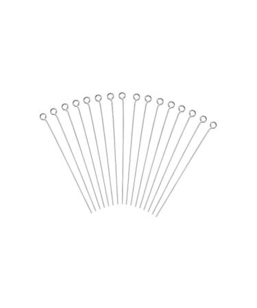 DanLingJewelry Approx 100 Pcs 304 Stainless Steel Head Pins 24-Gauge Eye pins for Jewelry Making (Approx 50mm Long Pin:0.6mm Hole:2mm) Eye Pin - 50mm - 100 pcs