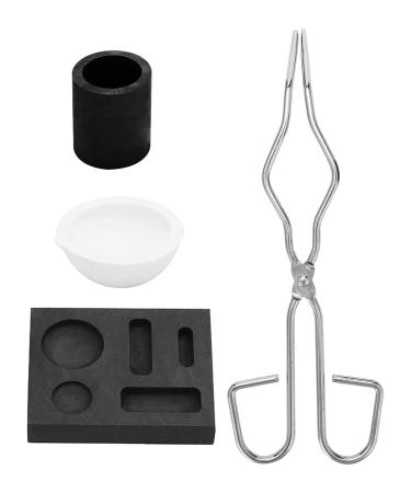 LTKJ 4pcs Fire Graphite Set Crucible + Tongs + Bowl + Combination Mould, Used for Platinum, Gold, Silver, Brass, Alloy Smelting